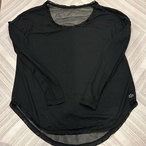 Just Live Women’s Black Long Sleeve Mesh Back Top, Size XS